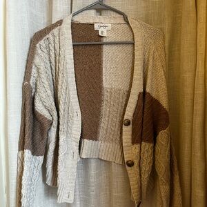 cropped color block cardigan